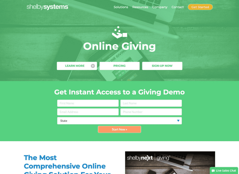 Online Giving page screenshot