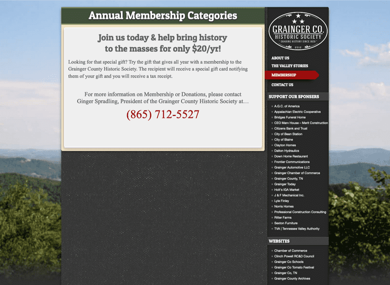 Membership page screenshot
