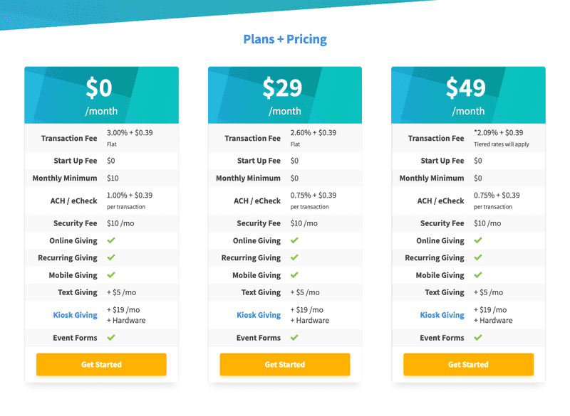 Pricing page screenshot